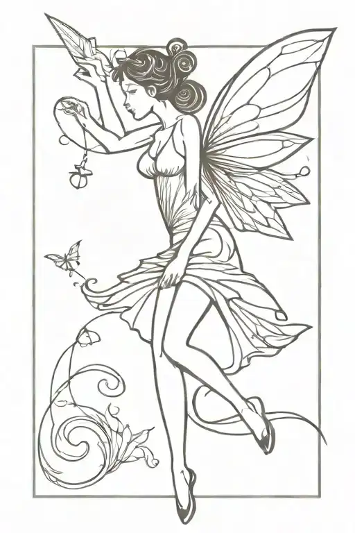 fairy flying tattoo design idea