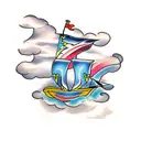 Romans 12:19 Bible Script with clouds and lightning surrounding it tattoo design idea