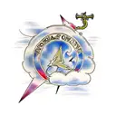 Romans 12:19 Bible Script with clouds and lightning surrounding it tattoo design idea