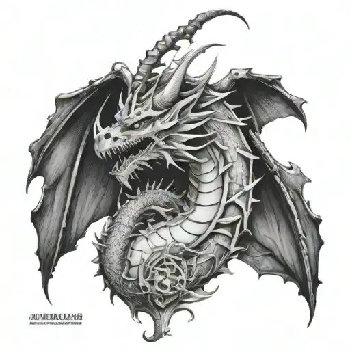 mechanical dragon warrior tattoo design idea