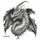 mechanical dragon warrior tattoo design idea