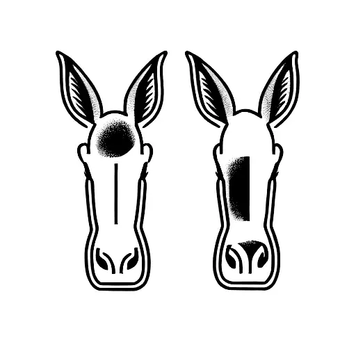 two mules pulling down entrance tattoo design idea