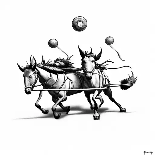 more simplistic tattoo based off the lyric "like a team of mules, pulling hell off of its hinges" without people tattoo design idea