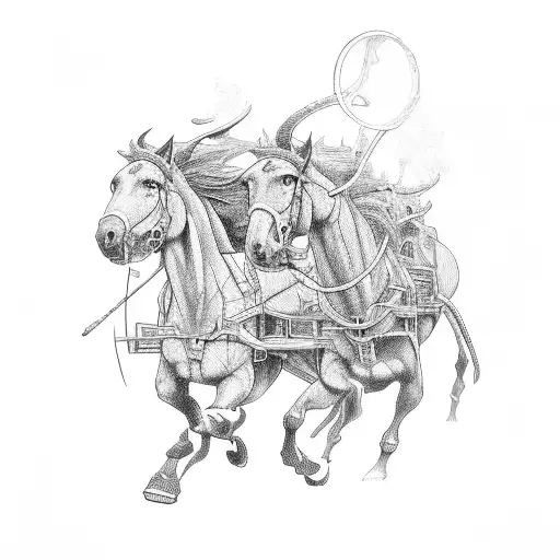 team of mules pulling hell off of its hinges tattoo design idea