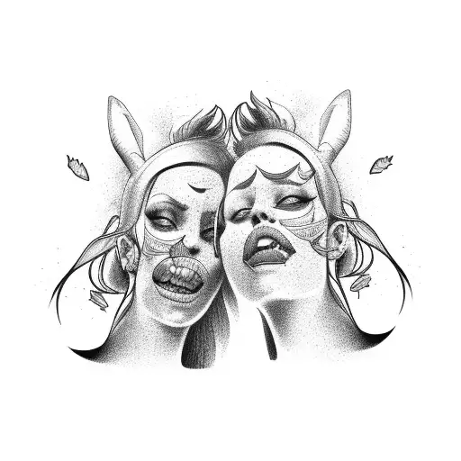 two mules pulling down entranceway  tattoo design idea