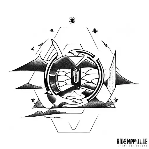 more simplistic tattoo based off the lyric "like a team of mules, pulling hell off of its hinges" without people tattoo design idea