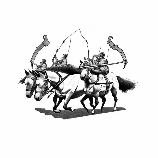 more simplistic tattoo based off the lyric "like a team of mules, pulling hell off of its hinges" without people tattoo design idea