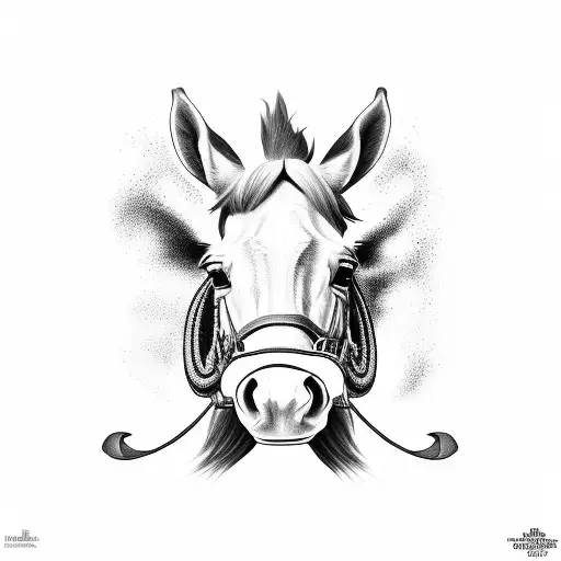 team of mules pulling  tattoo design idea