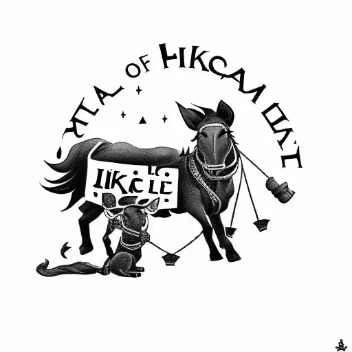 more simplistic tattoo based off the lyric "like a team of mules, pulling hell off of its hinges" without people tattoo design idea
