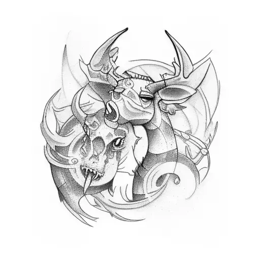 tattoo based off the lyric "like a team of mules, pulling hell off of its hinges" tattoo design idea