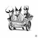 very simple team of mules pulling wagon tattoo design idea
