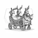 very simple team of mules pulling wagon tattoo design idea
