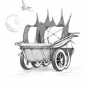 very simple team of mules pulling wagon tattoo design idea