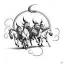 more simplistic tattoo based off lyric "like a team of mules, pulling hell off of its hinges" add more linework tattoo design idea