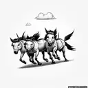 more simplistic tattoo based off lyric "like a team of mules, pulling hell off of its hinges" add more linework tattoo design idea