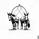 simple tattoo with two mules pulling down entranceway or gate tattoo design idea