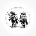 two mules pulling down entranceway  tattoo design idea