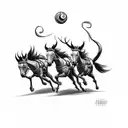 more simplistic tattoo based off the lyric "like a team of mules, pulling hell off of its hinges" without people tattoo design idea