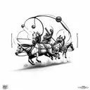 more simplistic tattoo based off the lyric "like a team of mules, pulling hell off of its hinges" without people tattoo design idea