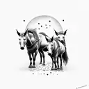 simple tattoo with two mules pulling down entranceway  tattoo design idea