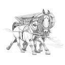 simple mule pulling wagon sketch  tattoo design idea