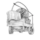 very simple mule pulling wagon sketch  tattoo design idea