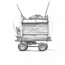 very simple mule pulling wagon sketch  tattoo design idea