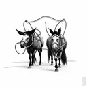 two mules pulling down entranceway  tattoo design idea