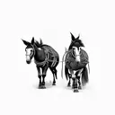 two mules pulling down entranceway  tattoo design idea