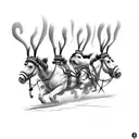more simplistic tattoo based off the lyric "like a team of mules, pulling hell off of its hinges" tattoo design idea