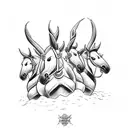 more simplistic tattoo based off the lyric "like a team of mules, pulling hell off of its hinges" tattoo design idea