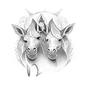 two mules pulling down entranceway  tattoo design idea