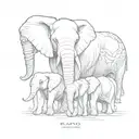 elephant family of 5 facing forward tattoo design idea