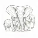 elephant family of 5 facing forward tattoo design idea