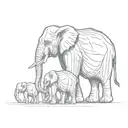 elephant family of 5 facing forward tattoo design idea