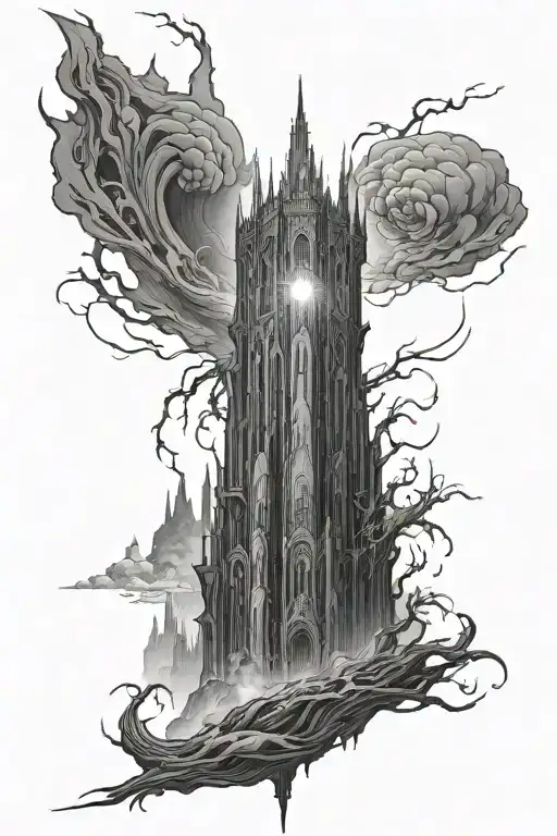 dark tower tattoo design idea