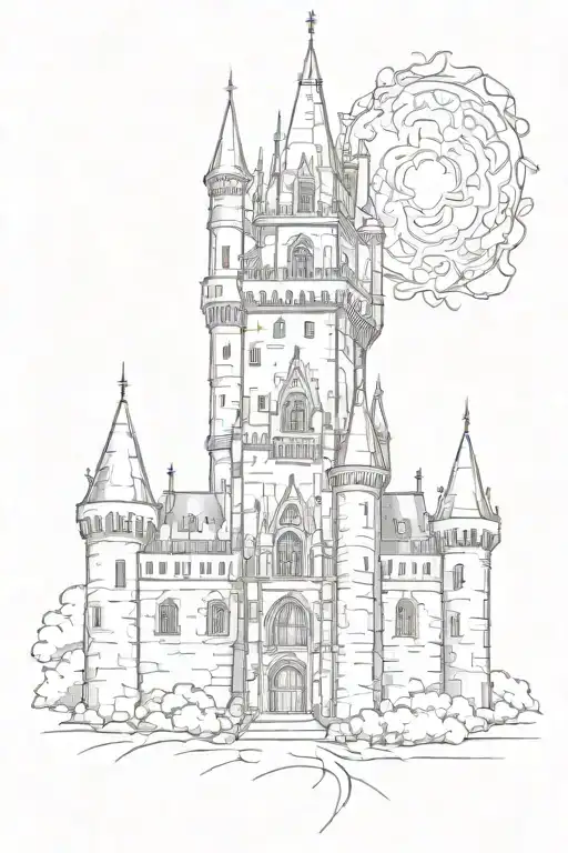 gothic castle tattoo design idea