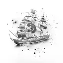 black inc splatter with smoke fillers with a ship tattoo design idea