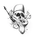 black inc splatter with smoke fillers with a ship tattoo design idea