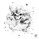 black inc splatter with smoke fillers with a ship tattoo design idea