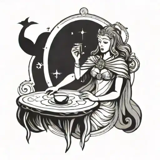 simple High priestess tarot card tattoo design idea