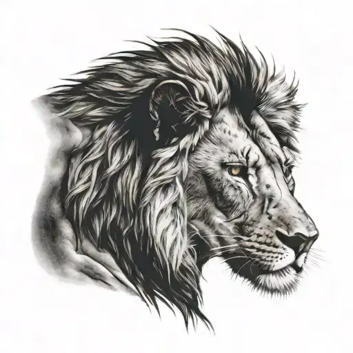 lion with scar on eye  tattoo design idea