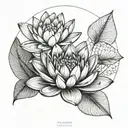 water lily and mother tattoo design idea