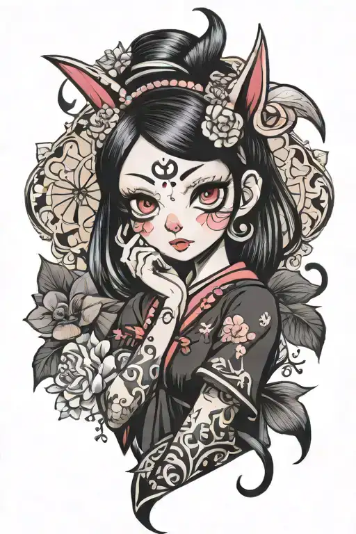 kuromi cute girl tattoo design idea