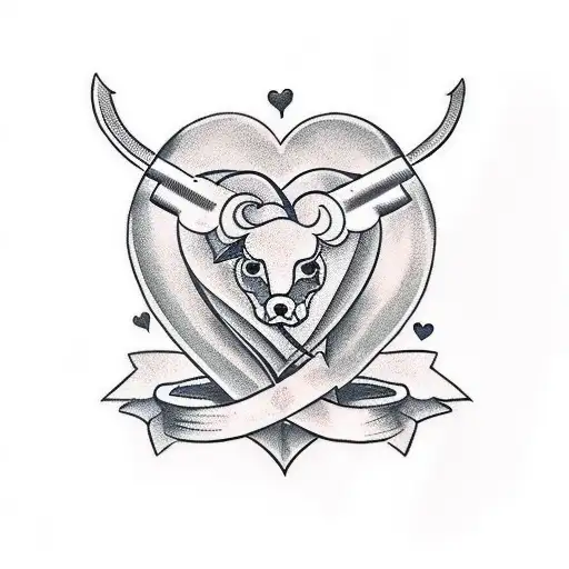 A traditional tattoo of a butcher knife and cleaver crossed over a heart, symbolizing your occupation in the meat industry tattoo design idea