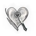 A traditional tattoo of a butcher knife and cleaver crossed over a heart, symbolizing your occupation in the meat industry tattoo design idea