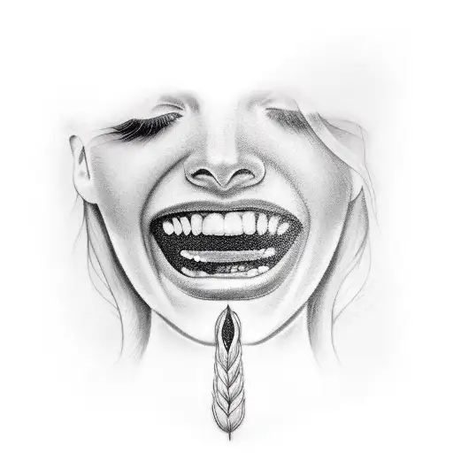  crown in skin on beautiful happy crying woman tattoo design idea