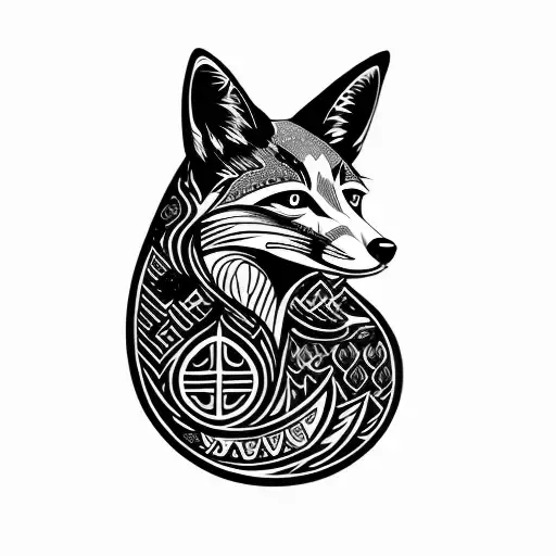 a fox with space content tattoo design idea