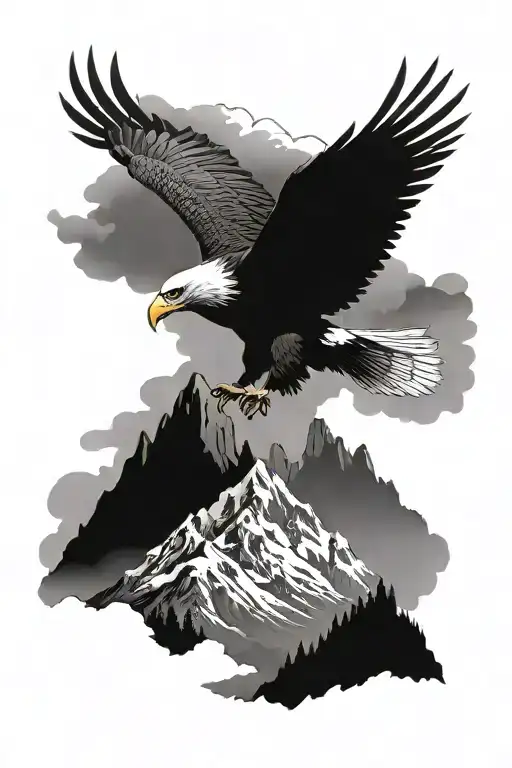 eagle soaring over mountain peeks  tattoo design idea