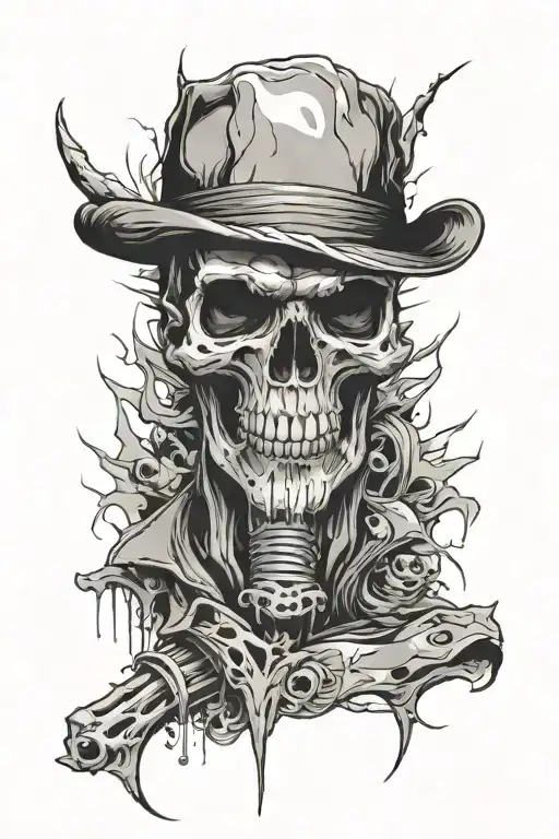 skull face tattoo design idea